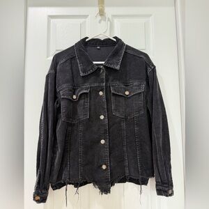 Black distressed Corduroy Women's Jacket